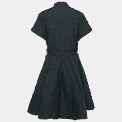 Pre Owned Dior Black Textured Crepe A-Line Knee-Length Dress XL