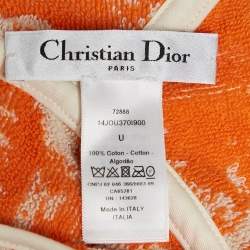 Dior White/Orange Toile de Jouy Terry Cotton Hooded Poncho One-Size