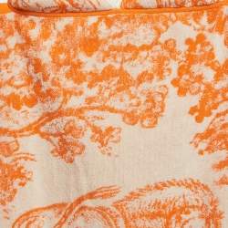 Dior White/Orange Toile de Jouy Terry Cotton Hooded Poncho One-Size