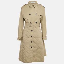 Pre Owned Dior Beige Cotton Detachable Over Jacket Belted Cannage Coat L