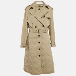 مملوكة مسبقًا Dior Beige Cotton Detachable Over Jacket Belted Cannage Coat L