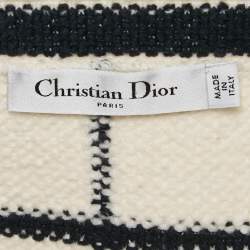 Dior White Plaid and Logo Pattern Tweed Mini Skirt M