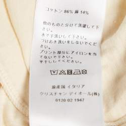 Dior Cream Printed Cotton and Linen Crew Neck T-Shirt L
