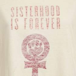 Dior Cream Printed Cotton and Linen Crew Neck T-Shirt L