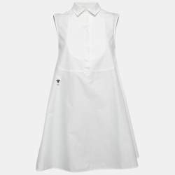 Dior White Cotton Flared Sleeveless Mini Dress S