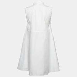 Dior White Cotton Flared Sleeveless Mini Dress S