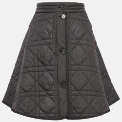 Pre Owned Christian Dior Black Synthetic Quilted A-Line Mini Skirt M