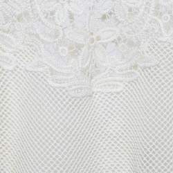 Christian Dior White Cotton Crochet Long Sleeve Top L