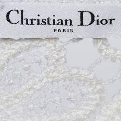 Christian Dior White Cotton Crochet Long Sleeve Top L
