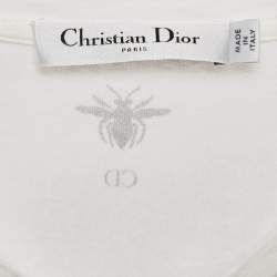 Christian Dior White Eiffel Tower Print Jersey T-Shirt S