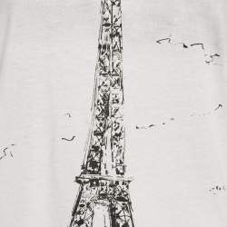 Christian Dior White Eiffel Tower Print Jersey T-Shirt S