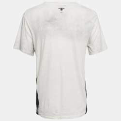 Christian Dior White Eiffel Tower Print Jersey T-Shirt S