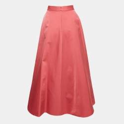 Pre Owned Christian Dior Pink Wool Blend Pleated Long Skirt L