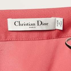 Pre Owned Christian Dior Pink Wool Blend Pleated Long Skirt L