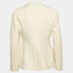 Pre Owned Christian Dior Cream Wool Blend Single Breasted Blazer M