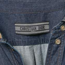 Christian Dior Blue Denim Belted Flounce Midi Dress M
