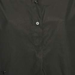 مملوكة مسبقًا Christian Dior Black Cotton Pleated Half Placket Blouse M