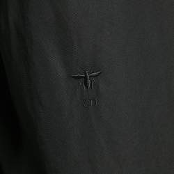 مملوكة مسبقًا Christian Dior Black Cotton Pleated Half Placket Blouse M