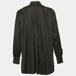 مملوكة مسبقًا Christian Dior Black Cotton Pleated Half Placket Blouse M