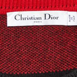 Dior Red/Black Checked Cashmere Crew Neck Sweater S