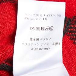 Dior Red/Black Checked Cashmere Crew Neck Sweater S