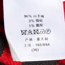 Dior Red/Black Checked Cashmere Crew Neck Sweater S