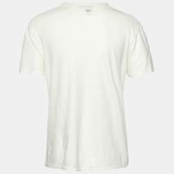 Pre Owned Dior Ivory Slogan Print Cotton & Linen Crew Neck T-Shirt M