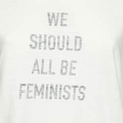 Pre Owned Dior Ivory Slogan Print Cotton & Linen Crew Neck T-Shirt M