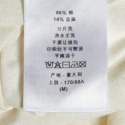 Pre Owned Dior Ivory Slogan Print Cotton & Linen Crew Neck T-Shirt M