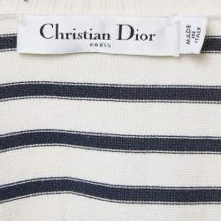 Dior White Striped Marbela Silk Knit Sleeveless Top S