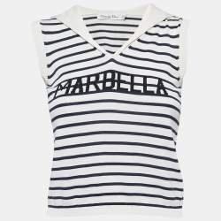 Dior White Striped Marbela Silk Knit Sleeveless Top S