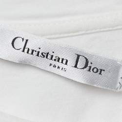 Pre Owned Dior White Logo Patterned Cotton Short Sleeve T-Shirt S