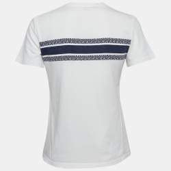Pre Owned Dior White Logo Patterned Cotton Short Sleeve T-Shirt S