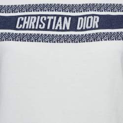 Pre Owned Dior White Logo Patterned Cotton Short Sleeve T-Shirt S