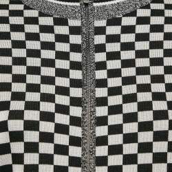 Christian Dior Black/White Checks J'Adior Stretch Knit Zip-Up Jacket S