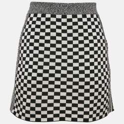 Christian Dior Checkboard Stretch Knit Mini Skirt S