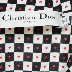 Pre Owned Dior Black/White Heart & Check Print Silk DiorAmour Pajama Shirt S