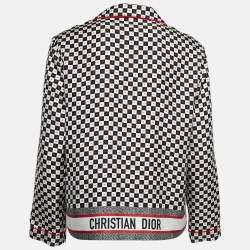 Pre Owned Dior Black/White Heart & Check Print Silk DiorAmour Pajama Shirt S