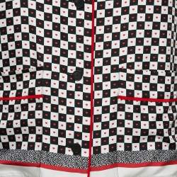 Pre Owned Dior Black/White Heart & Check Print Silk DiorAmour Pajama Shirt S