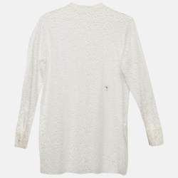 Christian Dior White Lace Sheer Tunic Top L