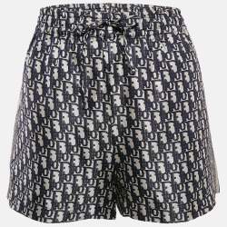 Pre Owned Christian Dior Blue Oblique Silk Shorts M