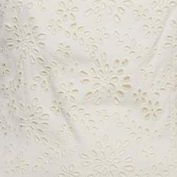 Christian Dior Ivory Broderie Anglaise Crepe Sleeveless Shift Dress L