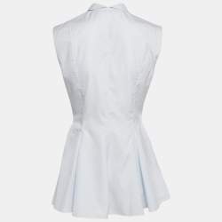 مملوكة مسبقًا Dior Blue Pinstripe Cotton Sleeveless Flared Shirt M