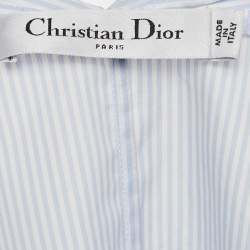 مملوكة مسبقًا Dior Blue Pinstripe Cotton Sleeveless Flared Shirt M
