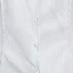 مملوكة مسبقًا Dior Blue Pinstripe Cotton Sleeveless Flared Shirt M