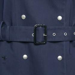 Pre Owned Dior Navy Blue Cotton Blend Double Breasted Trench Coat M