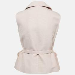 Pre Owned Dior Pink Silk Single Breasted Belt Detail Vest M