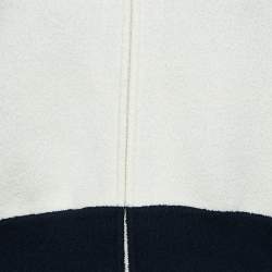 Pre Owned Dior Navy Blue/White Wool Knit Raglan Sleeve Bomber Jacket M