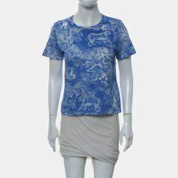 Dior Blue Cotton Toile De Jouy Riviera Printed Top S
