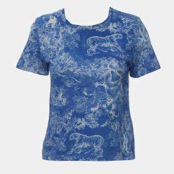 Dior Blue Cotton Toile De Jouy Riviera Printed Top S